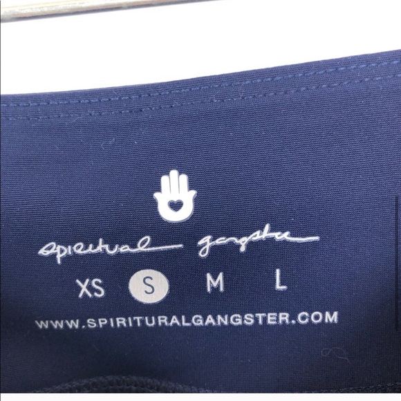 Spiritual Gangster Ankle Zip Navy Blue Leggings - Picture 3 of 4